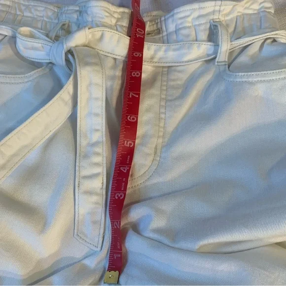 J Crew White Paper Jeans Womens Size 27 US 4 White Wide Leg Belted Elastic Waist - Picture 3 of 12